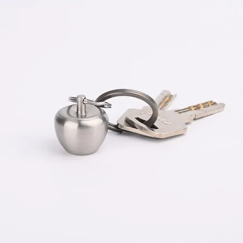 Vista 9 de HN02 Llavero de acero inoxidable, diseño colgante de manzana, contenedor portátil impermeable para bolso o bolsillo o collar, mini pastillero EDC