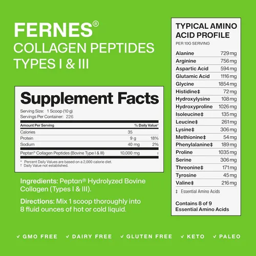 Vista 3 de Polvo de colágeno para mujeres y hombres (2.27 kg) Tipo I y III, sin sabor y sin olor, fácil de mezclar, péptidos de proteína hidrolizada Peptan
