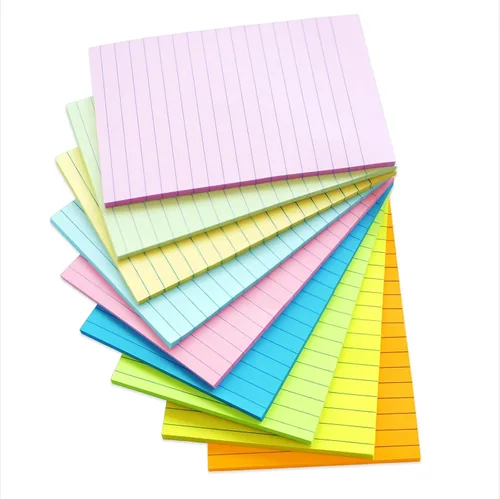 Vista 7 de HQCME Paquete de 9 Notas Adhesivas Rayadas de 4X6 pulgadas Post, 9 Colores Pastel Grandes Notas Post Adhesivas Rayadas Coloridas con Super Poder