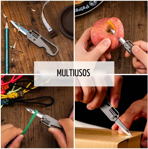 Vista 4 de KeyUnity KK08 Ti - Cuchillo plegable, mango de mosquetón, hoja de 1.69