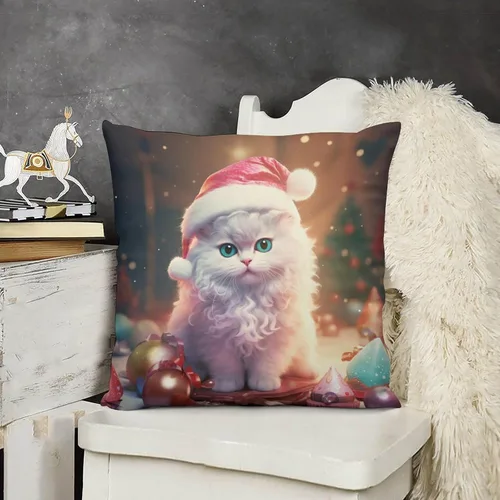Vista 12 de Almohadas decorativas para sofá, perro, cachorro, decoradas con luces de Papá Noel, regalo para amantes de los perros, funda de cojín para sofá al