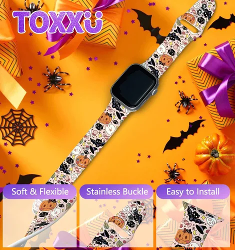 Vista 3 de Banda de Reloj para Festividades Compatible con Apple Watch Series 11 10 9 8 7 6 5 4 3 Ultra SE para Mujeres y Hombres, Elegante y Divertida Banda