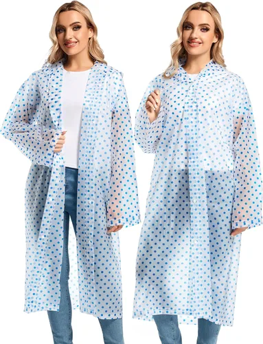 Vista 135 de 2 abrigos de lluvia de Borogo para adultos, chaquetas de lluvia reutilizables para hombres y mujeres