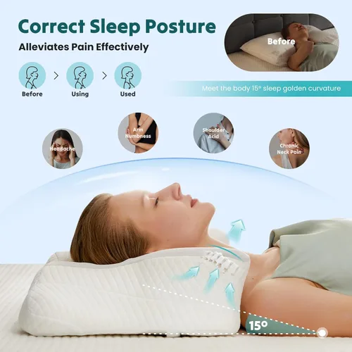 Vista 6 de Almohada cervical para el cuello, almohada de contorno de espuma