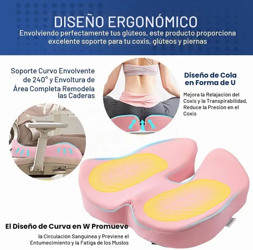 Vista 5 de Cojín de asiento de espuma viscoelástica extra grande para silla de oficina, para apoyo de espalda, alivio de la ciática y el coxis, cojín