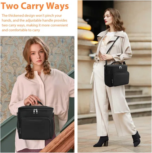 Vista 6 de Lonchera térmica para mujeres y hombres – Lonchera grande reutilizable para el trabajo, oficina, picnic, senderismo, playa, a prueba de fugas, Negro