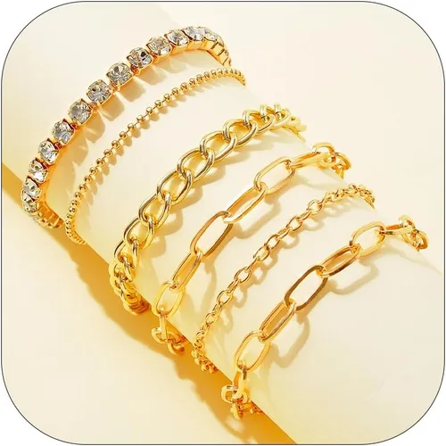 Vista 13 de Long tiantian Pulsera de oro gruesa para mujer, pulseras de oro delicadas, pulseras para mujer, pulseras apilables de eslabones de cadena