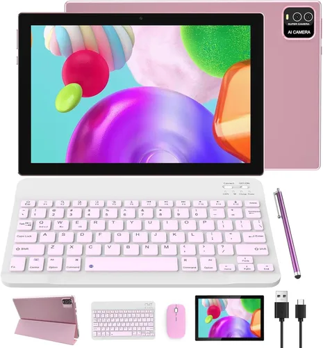 Vista 10 de Tableta Android 14 Tabletas 2 en 1 de 10 Pulgadas Tableta con Teclado, Ratón, Estuche, Lápiz Capacitivo, 10.1" Tab, 8GB+64GB, Soporte de Expansión