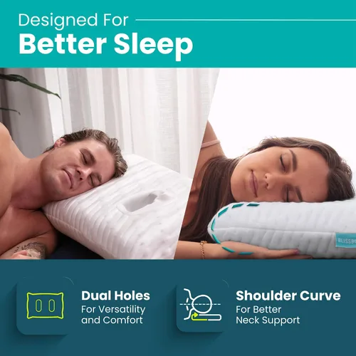 Vista 4 de Almohada para la oreja con orificio para dormir y recuperación Almohada de perforación Diseño ajustable de espuma viscoelástica con orificios