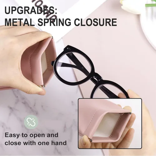 Vista 5 de LOXITP Paquete de 3 fundas suaves para lentes de lectura para mujeres, estuche portátil de cuero para lentes de lectura, paquete organizador