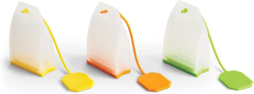 Vista 19 de HIC Kitchen Infusor de té Leaf con bandeja de goteo, té de hierbas de hojas sueltas, acero inoxidable 18/8 y silicona, juego de 2