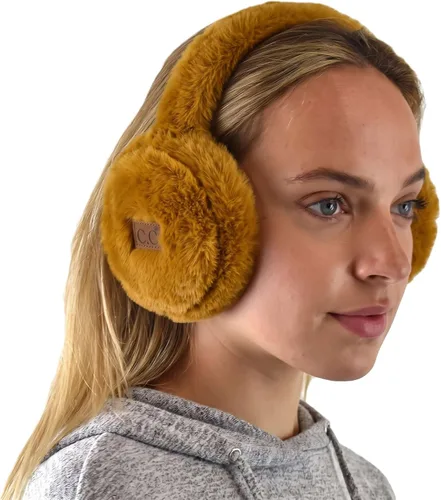 Vista 58 de C.C - Lindas orejeras con diadema ajustable para invierno, calentador de orejas suave Rombos azul marino