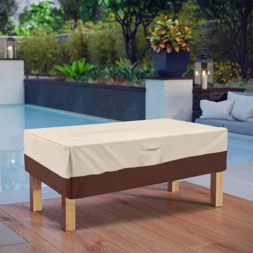 Vista 8 de Vailge Funda Rectangular para Mesa de Centro - Fundas para Muebles de Patio al Aire Libre con Asas Acolchadas y Cordón de Dobladillo Duradero beige