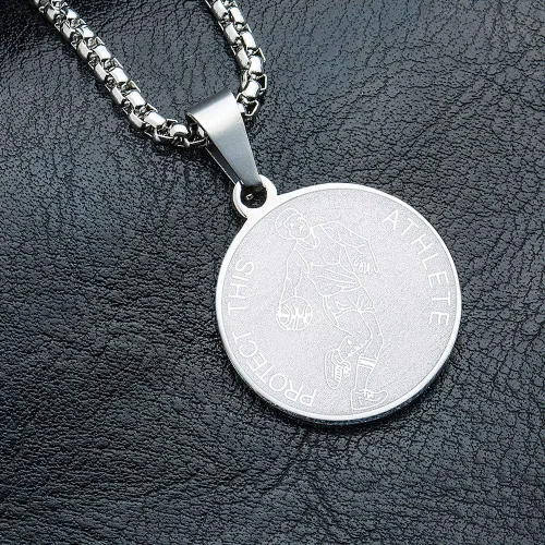 Vista 4 de Collar de San Sebastián Collar de acero inoxidable de 1 pulgada para béisbol, fútbol, baloncesto, fútbol y deportes, Metal, no aplica