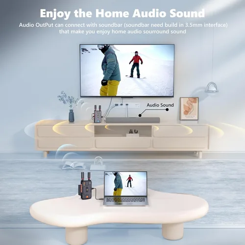 Vista 5 de Receptor HDMI inalámbrico: kit extensor inalámbrico HDMI Plug&Play, receptor 5G 820FT con Loopout para transmitir video y audio a monitor desde una