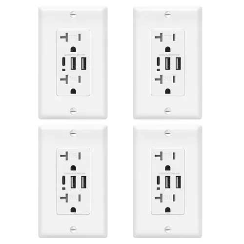 Vista 14 de ECOELER Receptáculo de Tomacorriente USB Negro de 3 Puertos, Tomacorriente de Pared USB C de 6.0A 30W, Enchufe Resistente a Manipulaciones de 15
