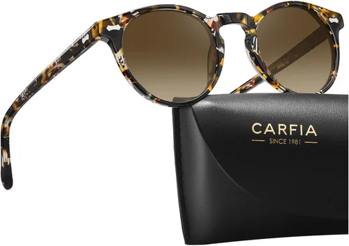 Vista 18 de CARFIA Gafas de sol polarizadas para mujeres con protección UV, marco de acetato para cara pequeña CA5288 A: Marco negro lente gris