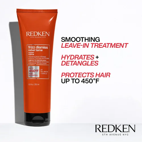 Vista 4 de Redken Frizz Dismiss Champú, acondicionador y tratamiento Rebel Tame Set para cabello encrespado - Suaviza el cabello y maneja el encrespamiento