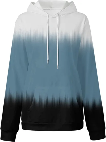 Vista 29 de Ceboyel Sudaderas de gran tamaño para mujer, teñido anudado, manga larga, sudaderas con capucha, ajuste holgado, ropa de moda para adolescentes