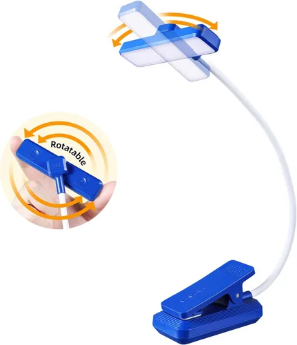 Vista 8 de VAVOFO Luz de Libro Recargable Giratoria: 24 LEDs Luz de Lectura, 3 Colores y 9 Niveles de Brillo Lámpara de Libro, Cuidado de Ojos 120 Horas