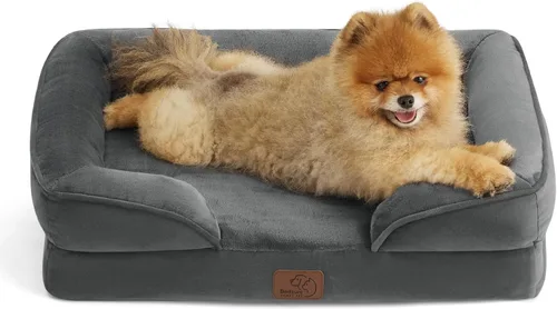Vista 91 de Bedsure - Cama para gatos de interior, sofá cama lavable para perros muy pequeños, espuma de soporte con funda extraíble y lavable, forro Gris