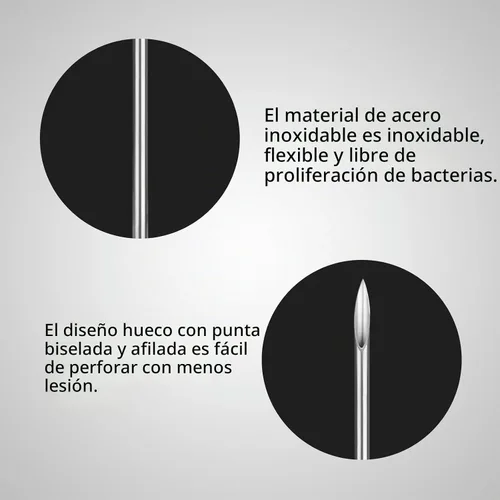 Vista 3 de ATOMUS - Agujas para piercings corporales, calibres 14G / 16G, acero inoxidable estéril desechable, adecuadas para piercing de oreja, nariz