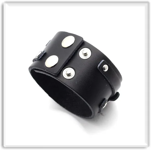 Vista 3 de Xusamss Pulsera ajustable Punk Rock Brazalete de cuero ancho