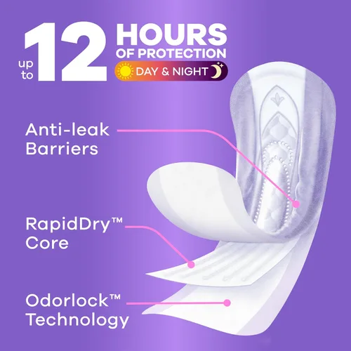 Vista 3 de Always Discreet - Toallas para incontinencia adulta para mujer, absorción ligera, longitud regular, toallas posparto, 30