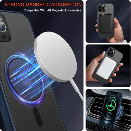 Vista 4 de TENDLIN MagSafe - Funda magnética compatible con iPhone 12 / iPhone 12 Pro [MagSafe] translúcida mate con parte trasera dura de silicona suave