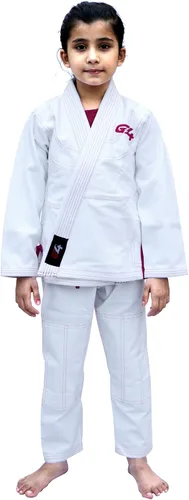 Vista 6 de G4 VISION BJJ Kids Jiu Jitsu Gi, uniforme brasileño de Jiu Jitsu para niños, cinturón blanco ligero Negro