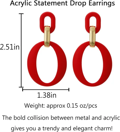 Vista 2 de COLOYAN 12 pares de aretes geométricos acrílicos para mujer, aretes de acrílico cuadrados ovalados, aretes geométricos colgantes, joyería de fiesta