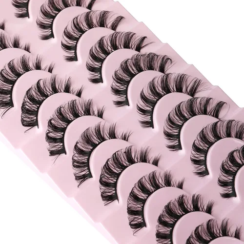 Vista 13 de Wispy Lashes Pestañas postizas de aspecto natural con pegamento de pestañas, kit de pestañas de ojo de gato, extensión de pestañas con pegamento