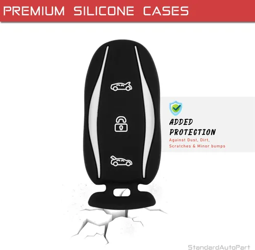 Vista 3 de StandardAutoPart Funda de silicona para llave inteligente remota de proximidad de 3 botones compatible con Tesla Model X (negro)