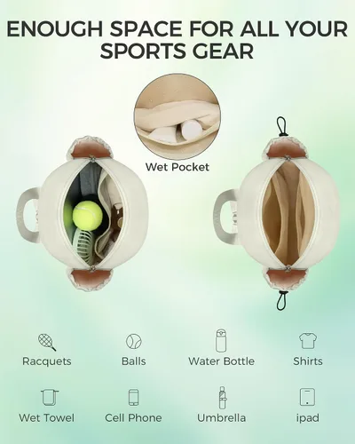 Vista 3 de Bolsa de tenis, mochila de tenis resistente al agua para mujeres y hombres, diseño de bandolera acolchada para tenis, pickleball, raquetas