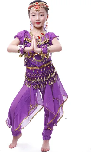 Vista 2 de Astage GirlS Belly Dance Costumes,Long Sleeve Highlights Top,Pants