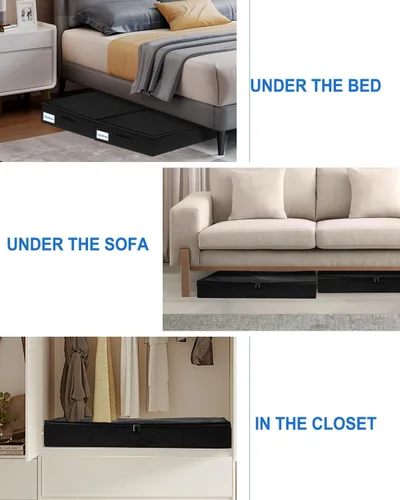 Vista 4 de Contenedor de almacenamiento debajo de la cama de 4.5 pulgadas de alto, contenedor de almacenamiento bajo debajo de la cama, organizador
