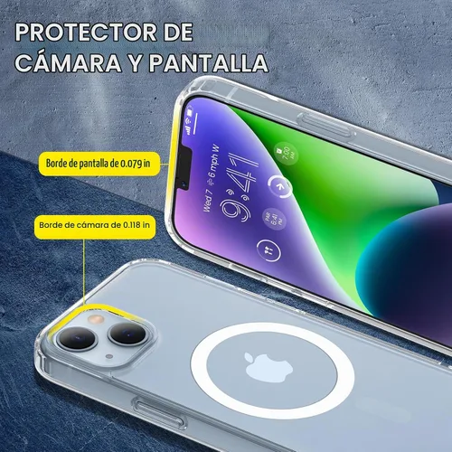 Vista 7 de VEGO Funda para iPhone 13 y iPhone 14, con imanes integrados, parte trasera de policarbonato duro transparente + funda delgada de TPU suave