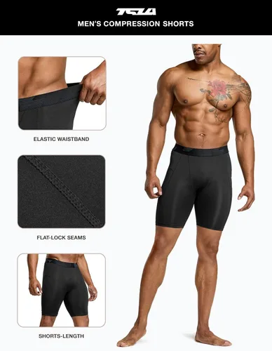 Vista 6 de TSLA - Pantalones cortos deportivos de compresión para hombre, en paquete de 1 o 3unidades, mallas para correr de rendimiento deportivo, frescas