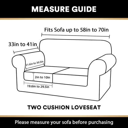 Vista 2 de PrinceDeco - Funda elástica y suave de 3 piezas para sofá, lavable, 2 fundas para cojines separados, protector elástico de muebles para niños y Arena