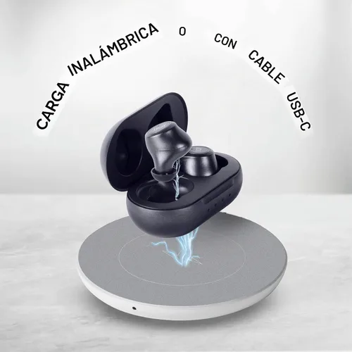 Vista 4 de iJoy Auriculares inalámbricos TWS de gravedad prémium compatibles con Bluetooth 5.0 con micrófono integrado y funda de recarga portátil, IPX4 Azul