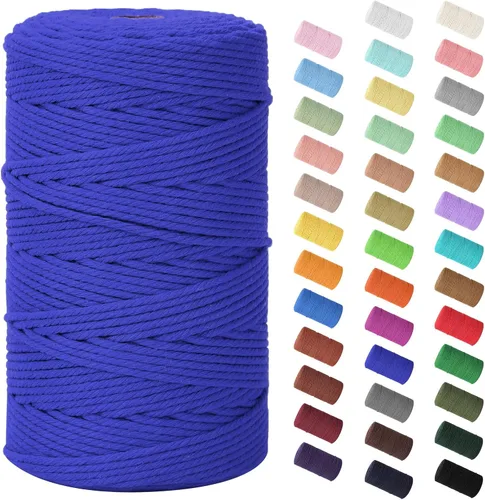 Vista 121 de Cuerda de macramé de 0.079 in x 220 yardas (656 pies), cuerda de algodón natural para colgar en la pared, ganchos de plantas, manualidades Verde
