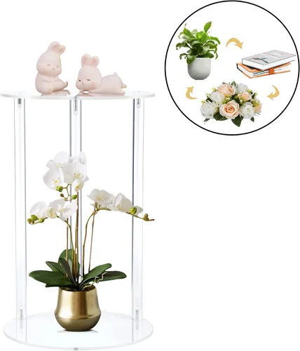 Vista 5 de YourGift Soporte para plantas de interior y exterior, soporte acrílico para plantas de interior, estante resistente para macetas, estante