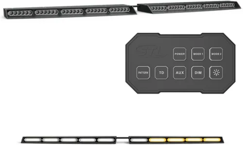 Vista 15 de SpeedTech Lights Raptor Elite TIR - Barra de luz LED estroboscópica para parabrisas superior, con soporte y caja de control, color ámbar/ámbar