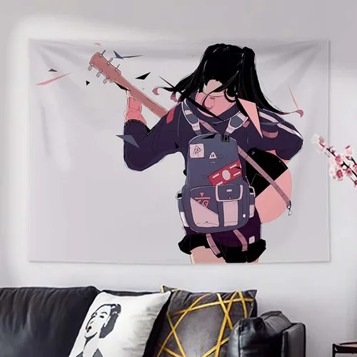 Vista 10 de MLAFE Tapiz Kawaii con temática de cómic de anime, póster de dibujos animados, arte de franela para decoración del hogar