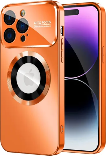 Vista 33 de MAKAVO Funda magnética para iPhone 12 Pro, compatible con MagSafe, protector de lente de cámara integrado, vista de logotipo, funda de teléfono a