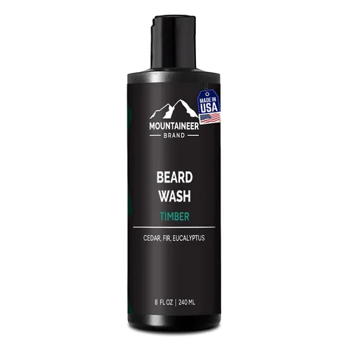 Vista 13 de Mountaineer Brand Lavado de barba para hombres Champú para barba 100% natural Espuma suavizante de limpieza gruesa para cabello y piel Hidrata