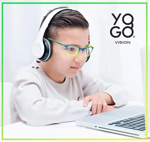 Vista 2 de Yogo Vision Kids Blue Light Blocking Glasses Computer Eyeglasses Boys Girls Square Frames Anti Strain Reduce Glare