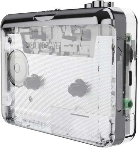 Vista 2 de Docooler Reproductor de cassette, Reproductor de cassette estéreo automático y transparente, grabadora convertidor de cinta a MP3 a través