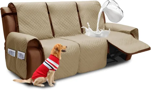 Vista 102 de XINEAGE Funda para Sillón Reclinable Resistente al Agua, Fundas Antideslizantes para Silla Reclinable con Bolsillos, Fundas Acolchadas Gruesas