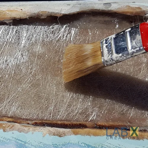 Vista 8 de FIBERLAM Plus 1-10G Resina de poliéster 1-10 galones +endurecedor MEKP; revestimiento de baja viscosidad para laminado de estera/biaxial/tela